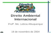 1 Direito Ambiental Internacional Profª. Me. Letícia Albuquerque 18 de novembro de 2004.
