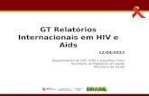 12/04/2013 Departamento de DST, AIDS e Hepatites Virais Secretaria de Vigilância em Saúde Ministério da Saúde GT Relatórios Internacionais em HIV e Aids.