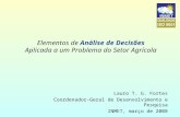 Elementos de Análise de Decisões Aplicada a um Problema do Setor Agrícola Lauro T. G. Fortes Coordenador-Geral de Desenvolvimento e Pesquisa INMET, março.