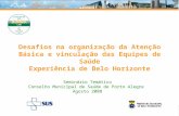 Desafios na organização da Atenção Básica e vinculação das Equipes de Saúde Experiência de Belo Horizonte Seminário Temático Conselho Municipal de Saúde.