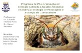 Programa de Pós-Graduação em Ecologia Aplicada à Gestão Ambiental Disciplinas: Ecologia de Populações e Ecologia de Comunidades Discentes: Eratóstenes.