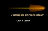 Tecnologia de redes celular GSM X CDMA. GSM (Global Standard Mobile) GSM (Global Standard Mobile) – Também baseado na divisão de tempo do TDMA, o GSM.