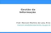 Prof. Marconi Martins de Laia, M.Sc marconi.laia@planejamento.mg.gov.br Gestão da Informação.