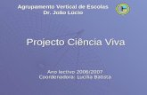 Projecto Ciência Viva Ano lectivo 2006/2007 Coordenadora: Lucília Batista Agrupamento Vertical de Escolas Dr. João Lúcio.