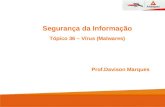 Segurança da Informação Tópico 36 – Vírus (Malwares) Prof.Davison Marques.