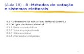 1 8.1 As dimensões de um sistema eleitoral (introd.) 8.2 Os tipos de sistema eleitoral 8.1.1 Sistemas maioritários 8.1.2 Sistemas proporcionais 8.1.3 Sistemas.