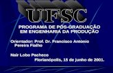 PROGRAMA DE PÓS-GRADUAÇÃO EM ENGENHARIA DA PRODUÇÃO Orientador: Prof. Dr. Francisco Antonio Pereira Fialho Nair Lobo Pacheco Florianópolis, 15 de junho.