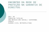 ENCONTRO DA REDE DE PROTEÇÃO NA GARANTIA DE DIREITOS DRE/ SM CONSELHO TUTELAR SÃO MATEUS/SÃO RAFAEL/ SAPOPEMBA CEDECA GUARDA CIVIL METROPOLITANA.