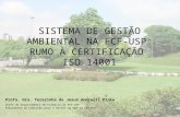 SISTEMA DE GESTÃO AMBIENTAL NA FCF-USP: RUMO À CERTIFICAÇÃO ISO 14001 Profa. Dra. Terezinha de Jesus Andreoli Pinto Chefe do Departamento de Farmácia.