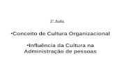 3ª Aula Conceito de Cultura Organizacional Influência da Cultura na Administração de pessoas.