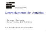 1 Prof. João Paulo de Brito Gonçalves Gerenciamento de Usuários Prof. João Paulo de Brito Gonçalves Campus - Cachoeiro Curso Técnico de Informática.