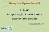 Aula 03 Programação Linear Inteira Branch-and-Bound Profª Ana Cristina Girão e Silva (anacrisges@yahoo.com.br) Pesquisa Operacional II.