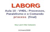 Aula 10 - VHDL: Processos, Paralelismo e o Comando process (final) LABORG 11/maio/2009 Ney Laert Vilar Calazans.