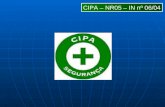 CIPA – NR05 – IN nº 06/04. NR5 - CIPA: Estabelece a obrigatoriedade nas empresas organizarem e manterem em funcionamento, uma comissão constituída exclusivamente.