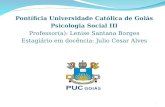 1 Pontíficia Universidade Católica de Goiás Psicologia Social III Professor(a): Lenise Santana Borges Estagiário em docência: Julio Cesar Alves.