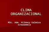 CLIMA ORGANIZACIONAL MSc. Adm. Hildecy Ualmira Schwaemmle.