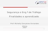 1 Segurança e Eng.ª de Tráfego Finalidades e aprendizado Prof: Michelly Gonçalves Fernandes Vitória 2007.