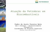 Pedro de Assis Pereira Neto Gás e Energia – Desenvolvimento Energético Coordenador de Projetos Especiais Brasília, 24 de maio de 2007 Atuação da Petrobras.
