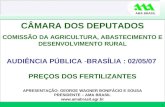 AMA BRASIL CÂMARA DOS DEPUTADOS COMISSÃO DA AGRICULTURA, ABASTECIMENTO E DESENVOLVIMENTO RURAL AUDIÊNCIA PÚBLICA -BRASÍLIA : 02/05/07 PREÇOS DOS FERTILIZANTES.