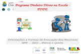 Programa Dinheiro Direto na Escola - PDDE Orientações e Formas de Execução dos Recursos NRE - 2011 – Márcia e Queila.