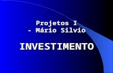 Projetos I - Mário Silvio INVESTIMENTO. 1. INTRODUÇÃO O Projeto é constituído de várias etapas, cada uma com sua importância na aplicação do mesmo. Neste.