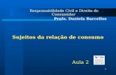 1 Sujeitos da relação de consumo Responsabilidade Civil e Direito do Consumidor Profa. Daniela Barcellos Aula 2.