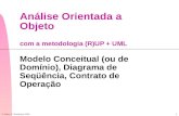 © Nabor C. Mendonça 2001 1 Análise Orientada a Objeto com a metodologia (R)UP + UML Modelo Conceitual (ou de Domínio), Diagrama de Seqüência, Contrato.