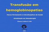 2005 Transfusão em hemoglobinopatias Fórum Permanente e Interdisciplinar de Saúde Fórum Permanente e Interdisciplinar de Saúde Atualização em Hemoterapia.