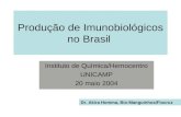 Produção de Imunobiológicos no Brasil Instituto de Química/Hemocentro UNICAMP 20 maio 2004 Dr. Akira Homma, Bio-Manguinhos/Fiocruz.