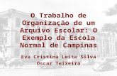 O Trabalho de Organização de um Arquivo Escolar: O Exemplo da Escola Normal de Campinas Eva Cristina Leite Silva Oscar Teixeira.