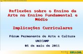 Ministério da Educação Reflexões sobre o Ensino da Arte no Ensino Fundamental e Médio Implicações Curriculares Fórum Permanente de Arte e Cultura UNICAMP.