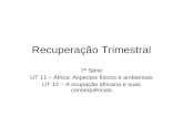 Recuperação Trimestral 7ª Série UT 11 – África: Aspectos físicos e ambientais UT 12 – A ocupação africana e suas consequências.