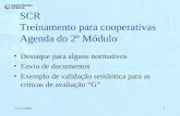 17/12/20031 SCR Treinamento para cooperativas Agenda do 2º Módulo Destaque para alguns normativos Envio de documentos Exemplo de validação semântica para.