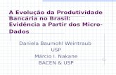 A Evolução da Produtividade Bancária no Brasil: Evidência a Partir dos Micro-Dados Daniela Baumohl Weintraub USP Márcio I. Nakane BACEN & USP.