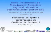 Protocolo de Kyoto e Certificação de Créditos de Carbono I Paulo Hélio Kanayama Treinamento – 26,27 e 28 de julho de 2006 Araçatuba - SP Novos Instrumentos.