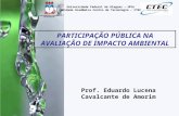 Prof. Eduardo Lucena Cavalcante de Amorim PARTICIPAÇÃO PÚBLICA NA AVALIAÇÃO DE IMPACTO AMBIENTAL Universidade Federal de Alagoas – UFAL Unidade Acadêmica.