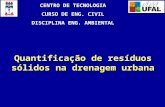 Quantificação de resíduos sólidos na drenagem urbana CENTRO DE TECNOLOGIA CURSO DE ENG. CIVIL DISCIPLINA ENG. AMBIENTAL.