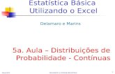 Maio2003 FEG/UNESP & CONFAB INDUSTRIAL 1 Estatística Básica Utilizando o Excel Delamaro e Marins 5a. Aula – Distribuições de Probabilidade - Contínuas.