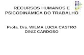 RECURSOS HUMANOS E PSICODINÂMICA DO TRABALHO Profa. Dra. WILMA LUCIA CASTRO DINIZ CARDOSO.