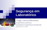 Segurança em Laboratórios Tiago Lemos Menezes Engenheiro Químico Ambiotech Engenharia Ambiental CREA-RS: 127.165.