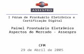 I Fórum de Prontuário Eletrônico e Certificação Digital Painel Prontuário Eletrônico Aspectos do Mercado - Assespro CFM 29 de Abril de 2005.