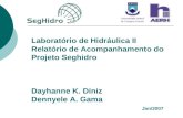 Laboratório de Hidráulica II Relatório de Acompanhamento do Projeto Seghidro Dayhanne K. Diniz Dennyele A. Gama Jan/2007.