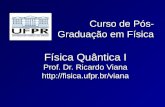 Curso de Pós- Graduação em Física Física Quântica I Prof. Dr. Ricardo Viana .