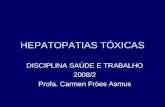 HEPATOPATIAS TÓXICAS DISCIPLINA SAÚDE E TRABALHO 2008/2 Profa. Carmen Fróes Asmus.