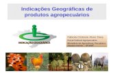 Indicações Geográficas de produtos agropecuários Fabiola Cristiane Alves Davy Fiscal Federal Agropecuário Ministério da Agricultura, Pecuária e Abastecimento.