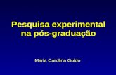Pesquisa experimental na pós-graduação Maria Carolina Guido.