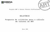 Projeto ART e Acervo Técnico Profissional RELATÓRIO Proposta de critérios para o cálculo de valores da ART Março 2009.