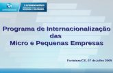 Programa de Internacionalização das Micro e Pequenas Empresas Fortaleza/CE, 07 de julho 2009.