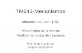 TM243-Mecanismos Mecanismos com 1 GL Mecanismo de 4 barras Análise de ponto de interesse Prof. Jorge Luiz Erthal jorge.erthal@ufpr.br.