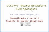 SCC0141 - Bancos de Dados e Suas Aplicações Prof. Jose Fernando Rodrigues Junior Normalização – parte 2 Geração de tuplas ilegítimas.